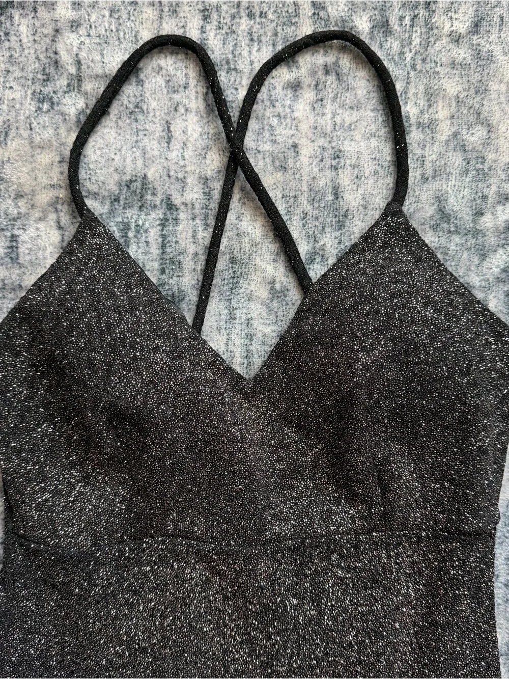 Windsor Black Glitter Strappy Mini Dress